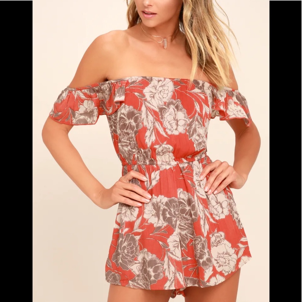 Floral Off Shoulder Romper by Amuse Society